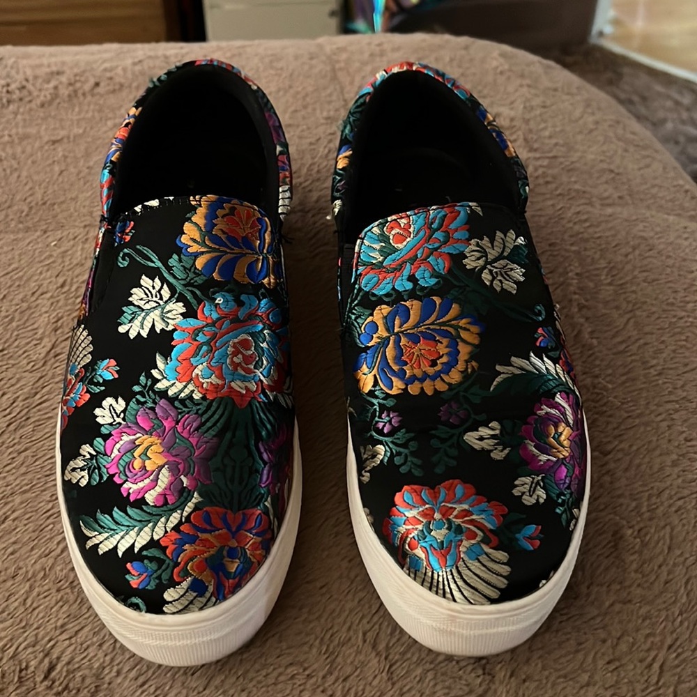 Brash Floral Brocade Slip On Sneakers